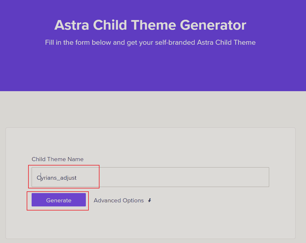 Astra Child Theme Generator Setting 001.png - [WordPress]安裝子佈景主題（Astra篇）